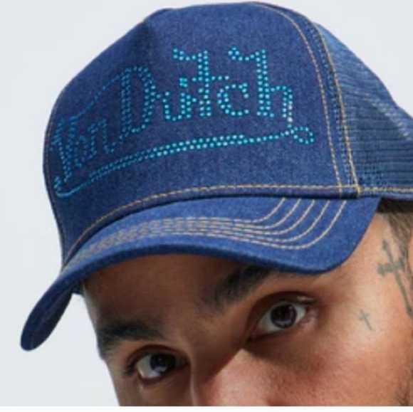 🔹️Von Dutch 🔹️Dark Stone Denim Trucker Hat - 🔹️Dark Denim NWT - Picture 4 of 5